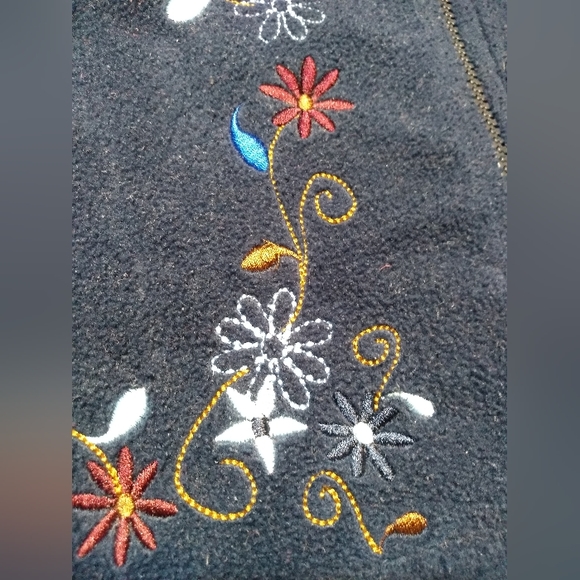 Retro Penningtons Navy Blue Shacket, Size 5X, Zipper Closure, Flower Emb… - Picture 9 of 13
